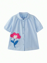 Mini Bala Girls Short Sleeve Shirt Summer New Baby Fashion Sweet Fashion Bubble Sleeve Collar Clothes